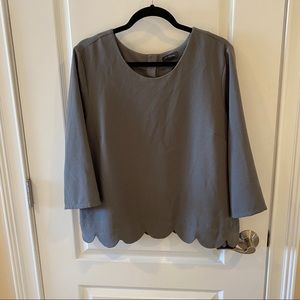 The Limited Grey Scallop Blouse